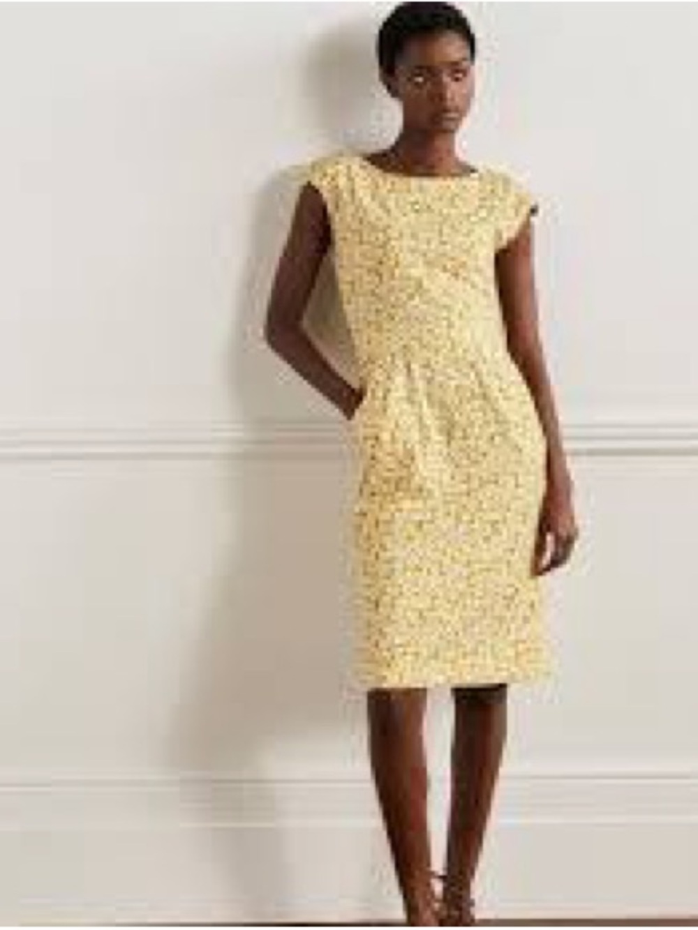 Boden Size 6 US 10 UK Florrie Jersey Dress Yellow & White Daisy Print Linen Blen